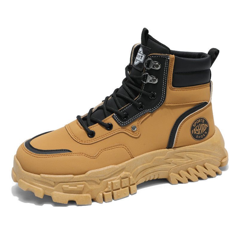 High top Martin boots for outdoor men anti slip wear-resistant thick soled versatile workwear trendy shoes - Korvel