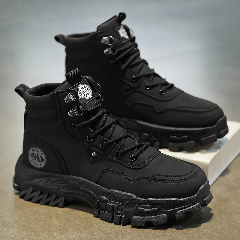 High top Martin boots for outdoor men anti slip wear-resistant thick soled versatile workwear trendy shoes - Korvel