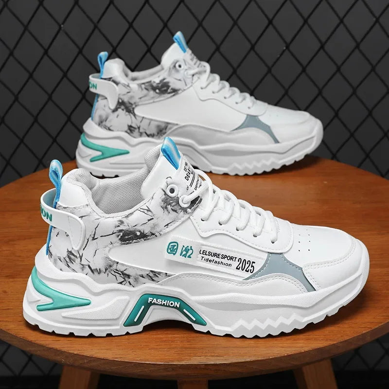High top sports shoes for men height increasing casual running - Korvel