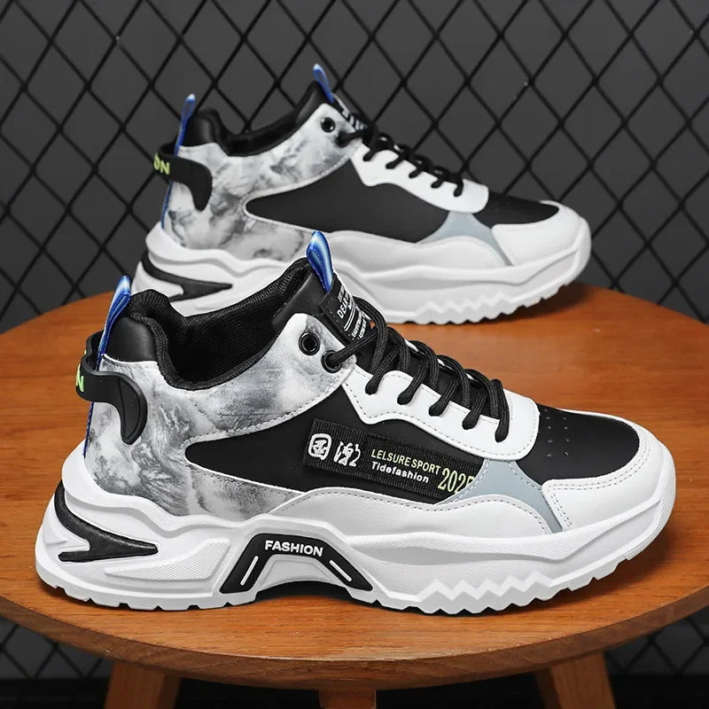 High top sports shoes for men height increasing casual running - Korvel