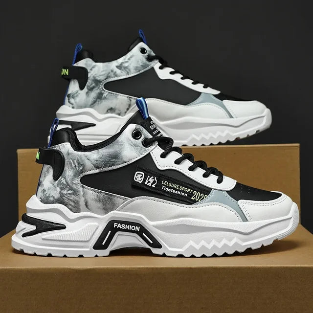 High top sports shoes for men height increasing casual running - Korvel