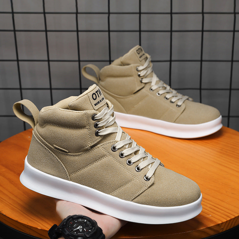 High top suede board shoes Air Force thick sole breathable sports student casual workwear shoes men - Korvel