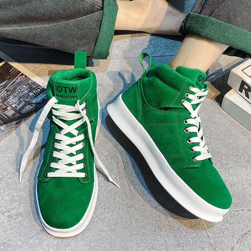 High top suede board shoes Air Force thick sole breathable sports student casual workwear shoes men - Korvel