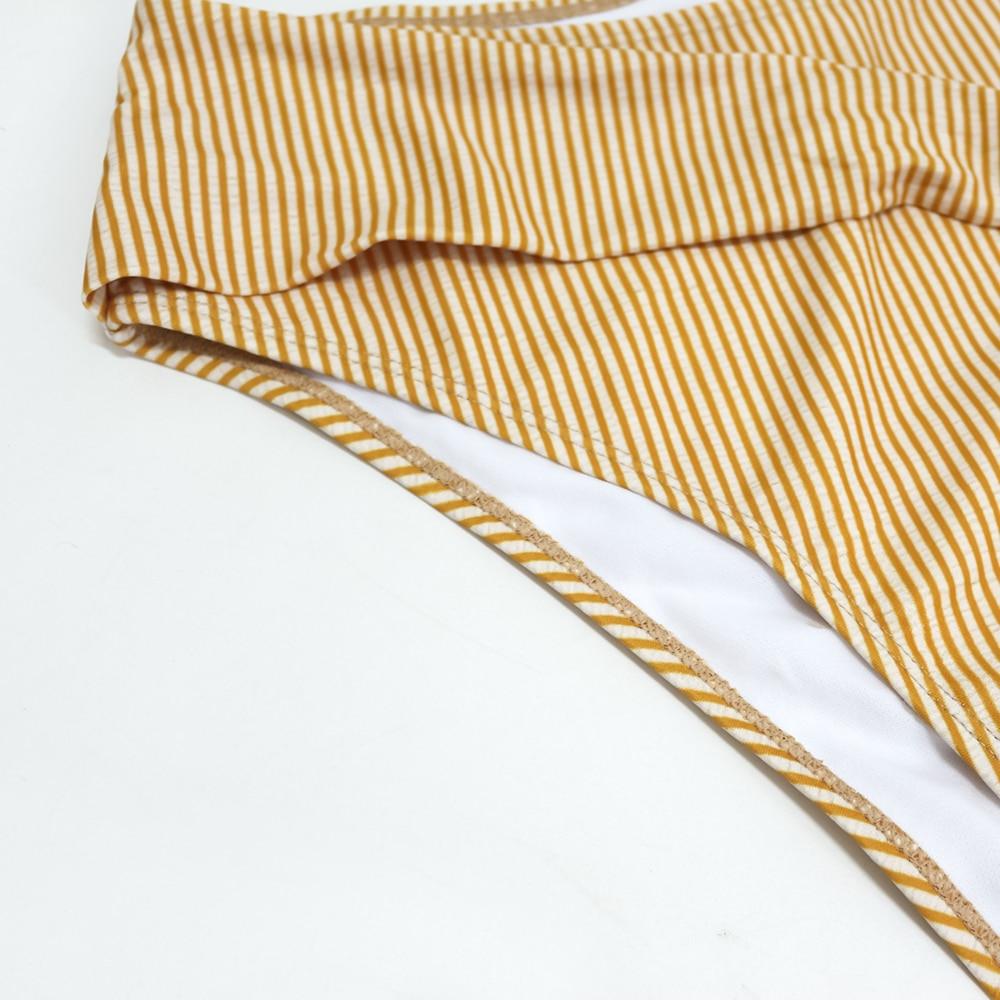 High Waist Stripe Bikini Set for Women