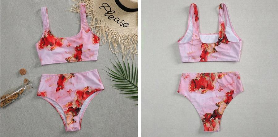 Ensemble de bikini à taille haute imprimé léopard pour femmes