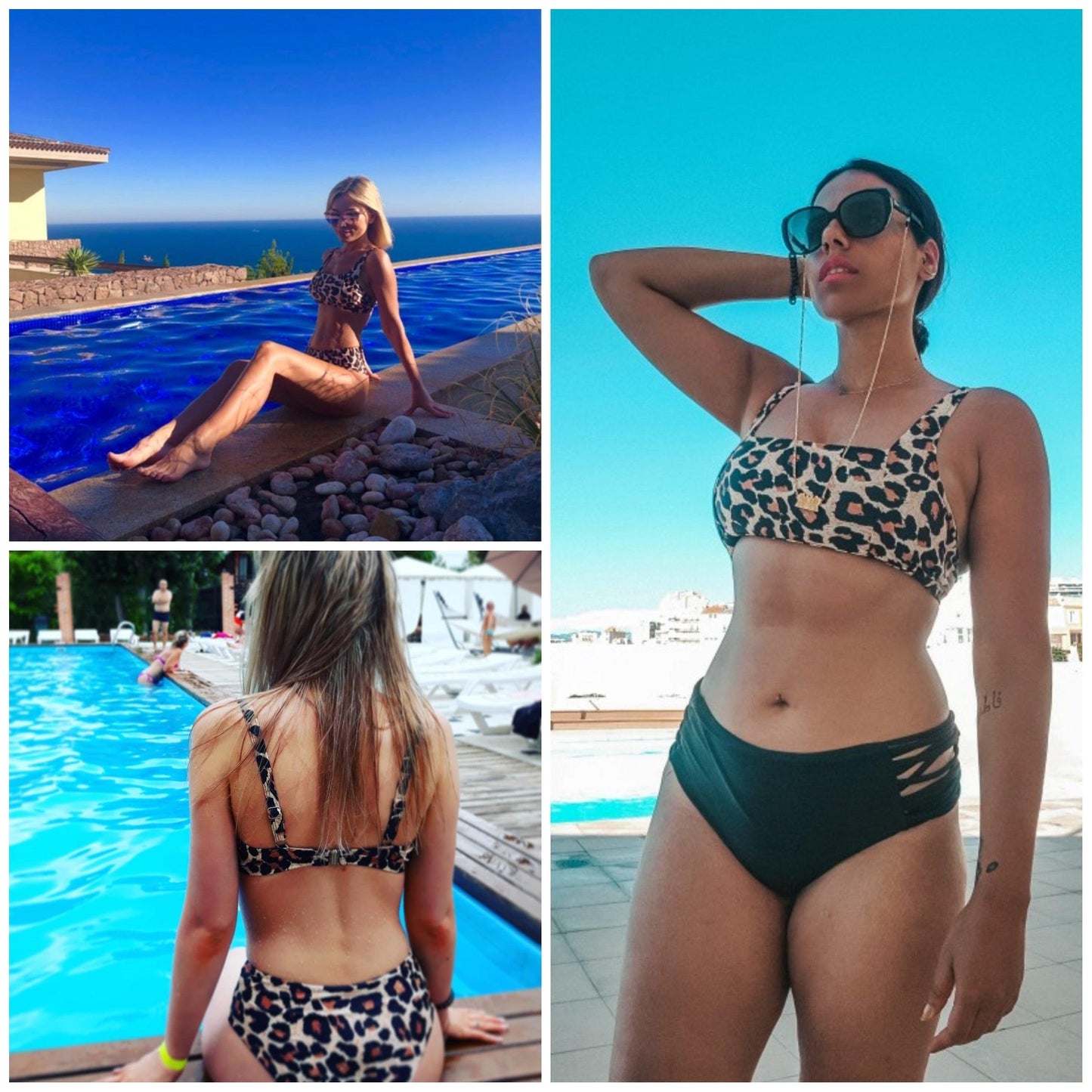 Ensemble de bikini à taille haute imprimé léopard pour femmes