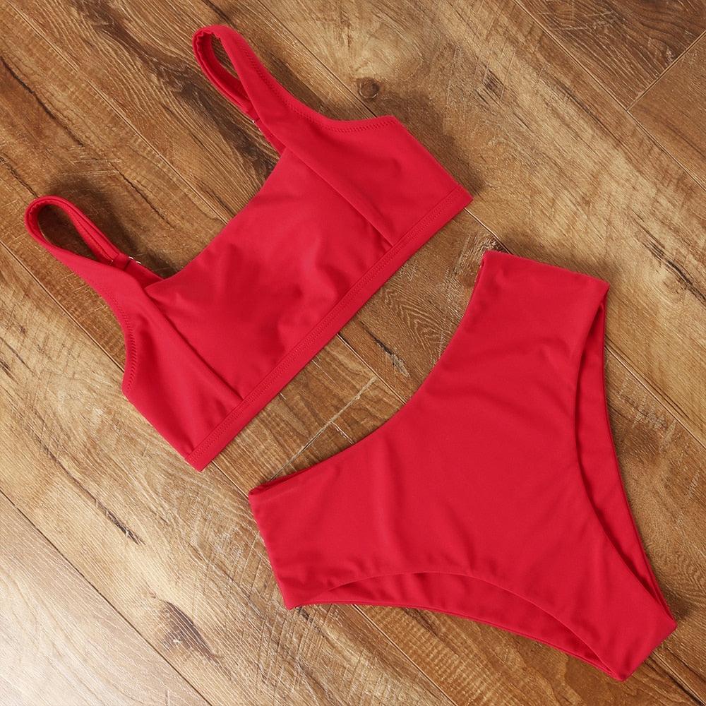 Ensemble de bikini à taille haute imprimé léopard pour femmes