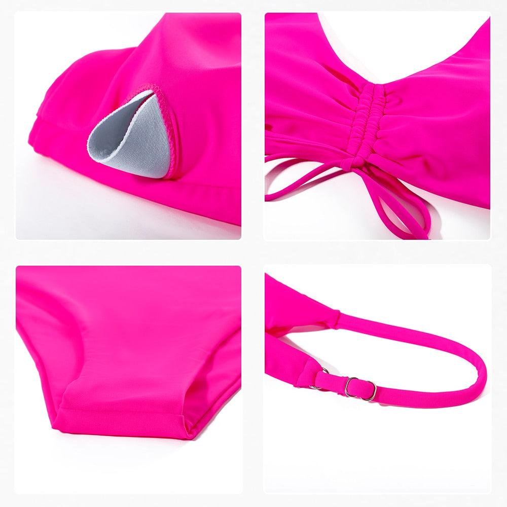 Ensemble de bikini à taille haute imprimé léopard pour femmes