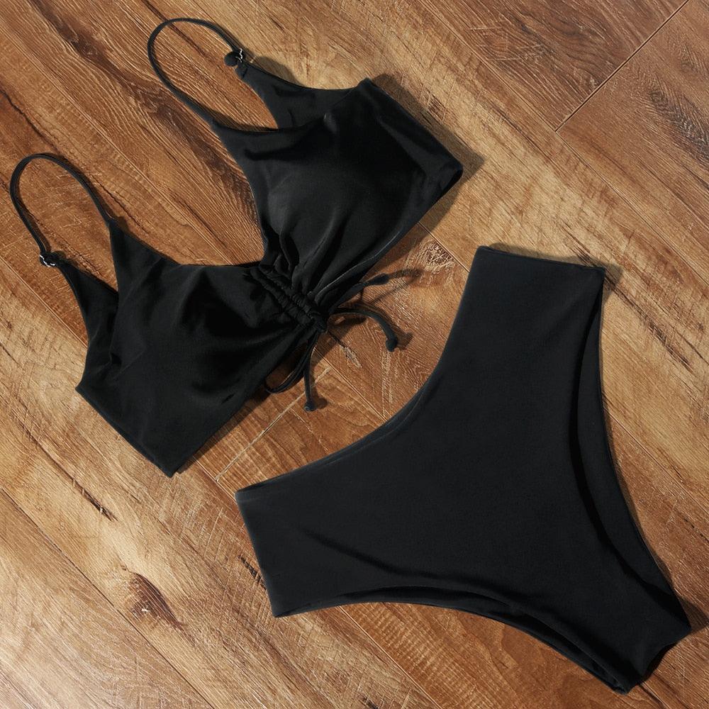 Ensemble de bikini à taille haute imprimé léopard pour femmes
