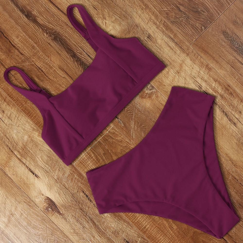 Ensemble de bikini à taille haute imprimé léopard pour femmes
