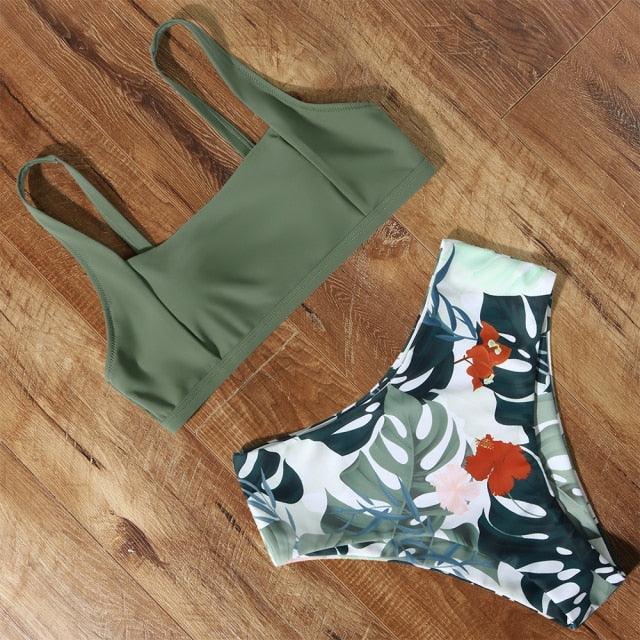 Ensemble de bikini à taille haute imprimé léopard pour femmes