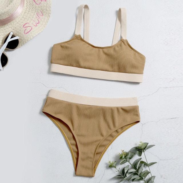 Ensemble de bikini à taille haute imprimé léopard pour femmes