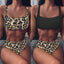 Ensemble de bikini à taille haute imprimé léopard pour femmes