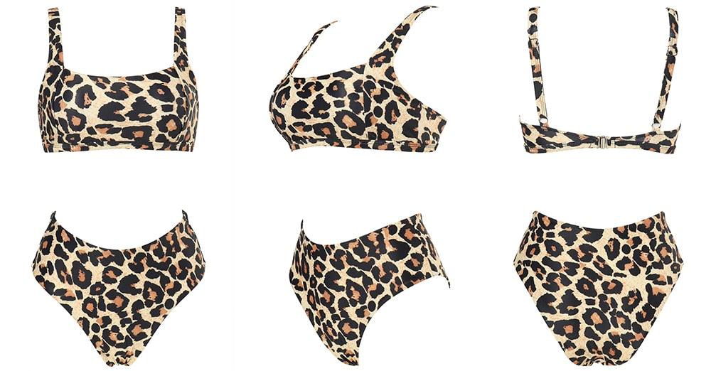 Ensemble de bikini à taille haute imprimé léopard pour femmes
