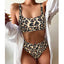 Ensemble de bikini à taille haute imprimé léopard pour femmes