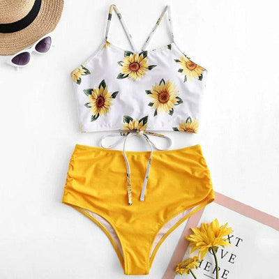 High Waist Floral Bikini Set for Women