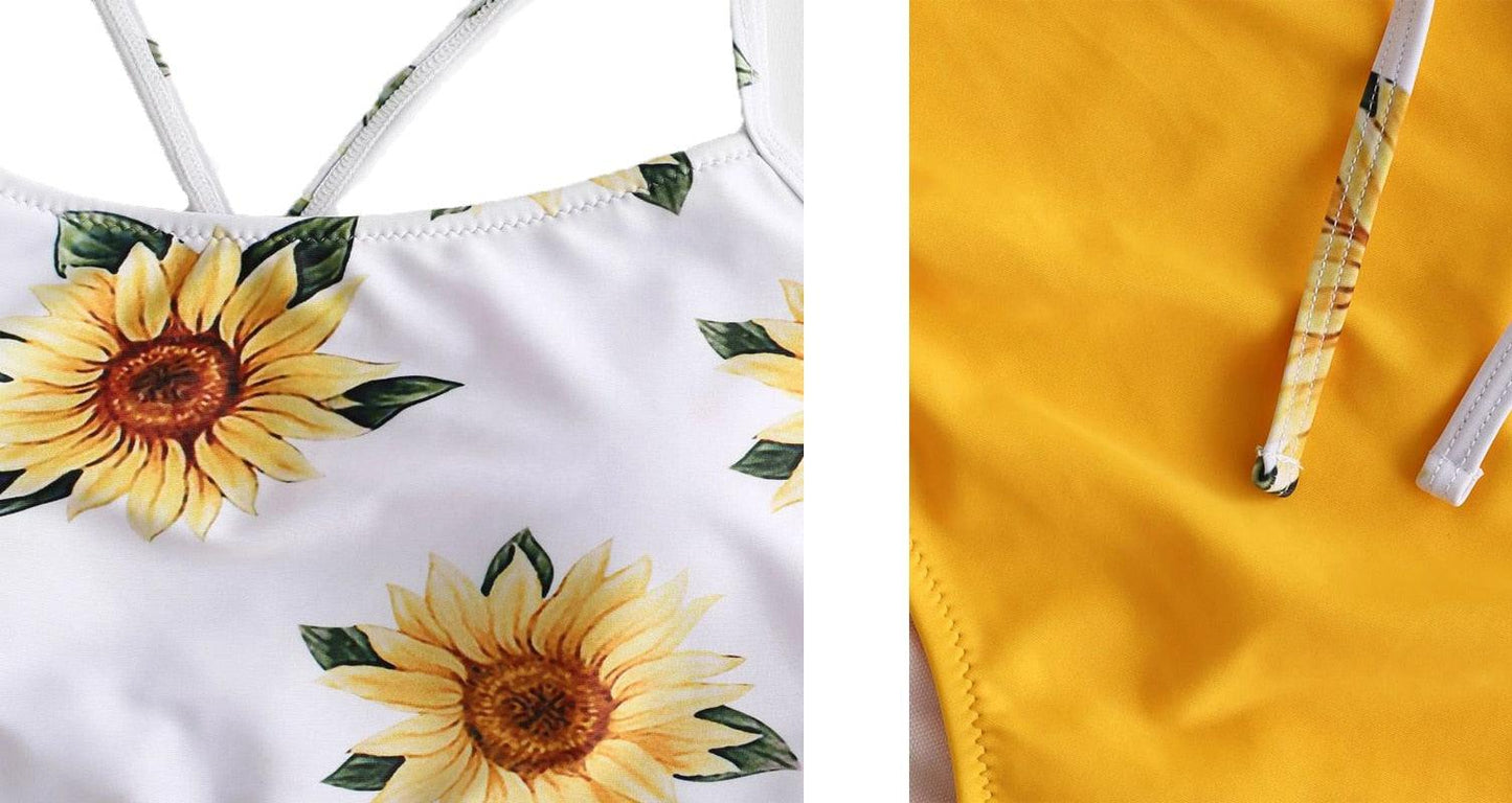 Conjunto de Bikini Floral de Cintura Alta para Mujeres