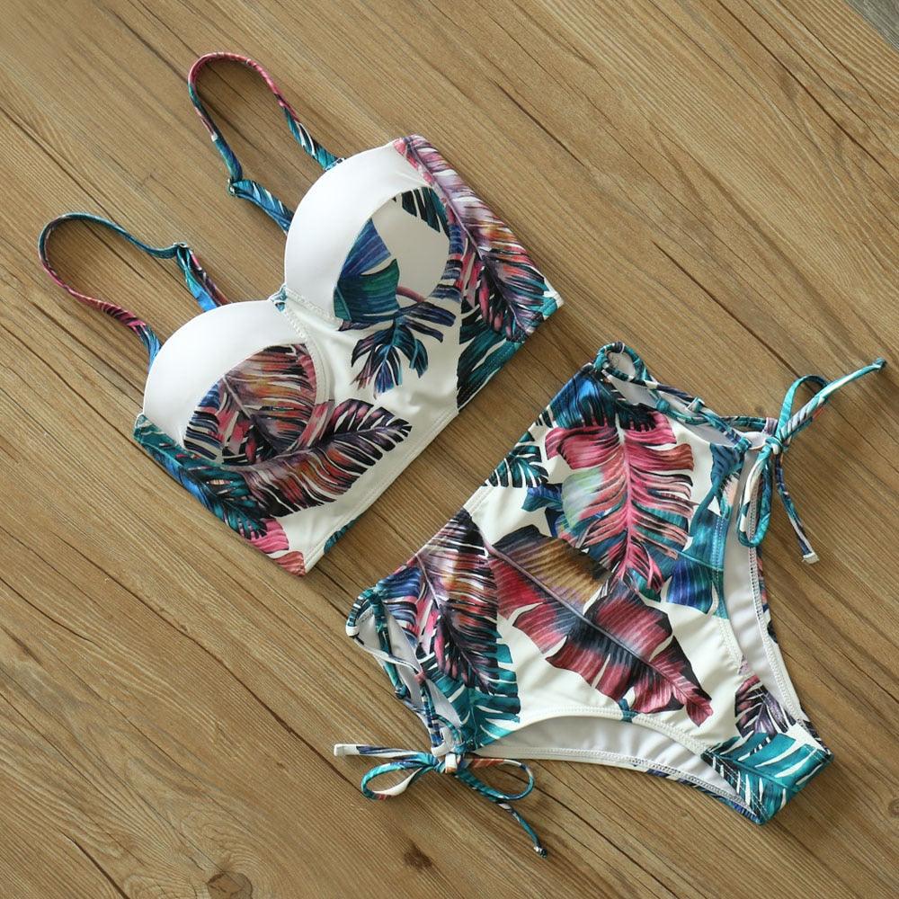 Conjunto de Bikini de Dos Piezas de Cintura Alta para Mujeres