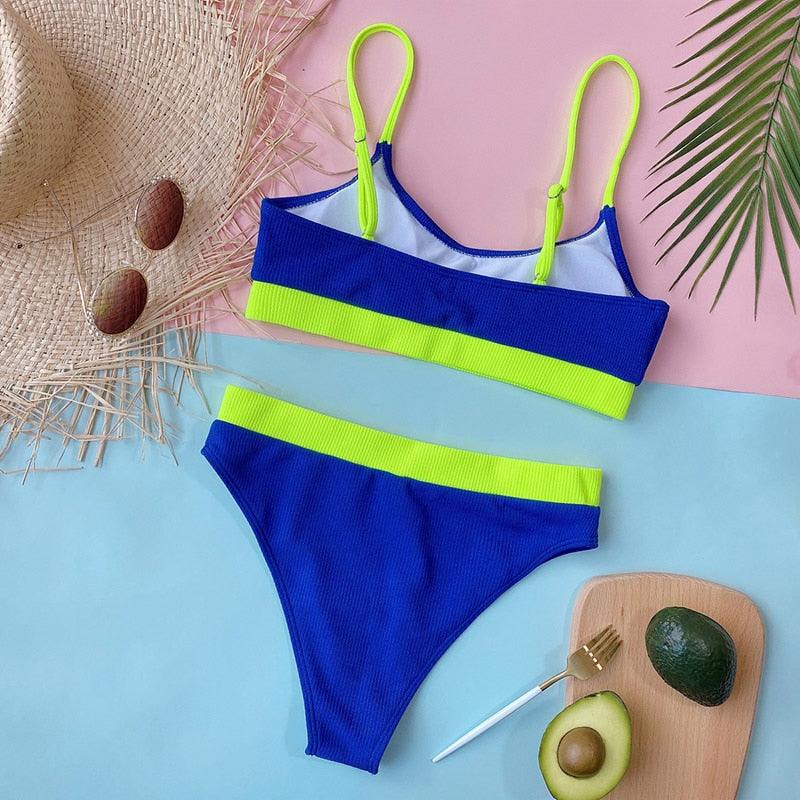 Ensemble de bikini à taille haute en ribbed pour femmes