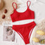 Ensemble de bikini à taille haute en ribbed pour femmes
