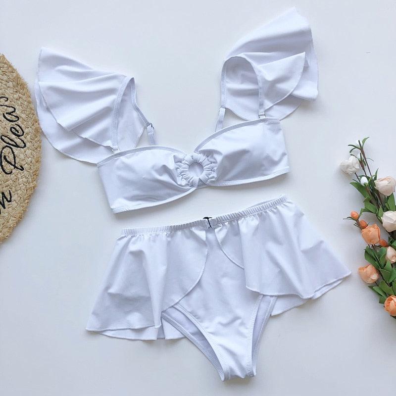 High Waist Flounce Bikini Set for Women