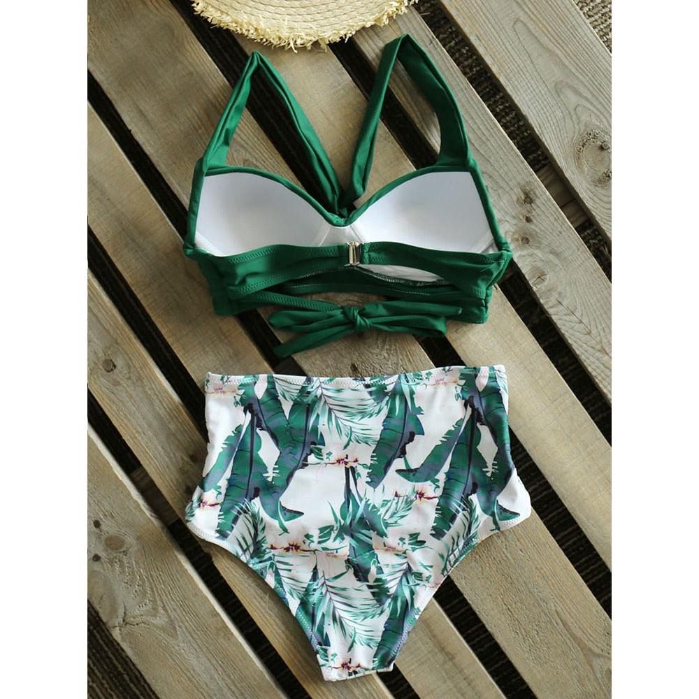 Elegant High Waist Halter Bikini Set for Women