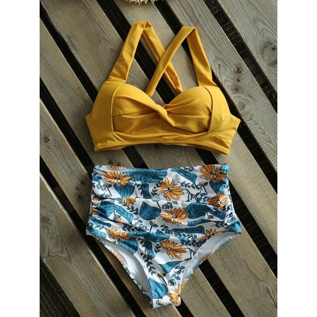 Elegant High Waist Halter Bikini Set for Women