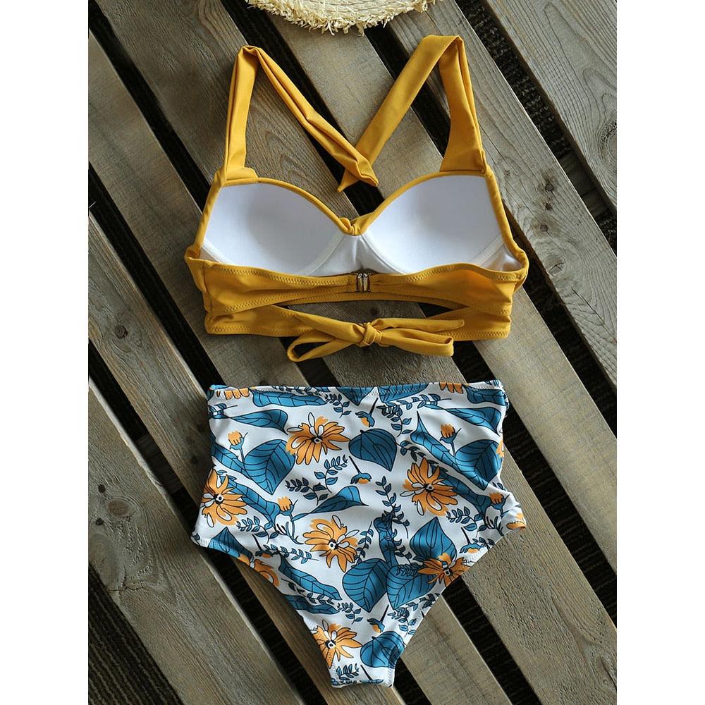 Elegant High Waist Halter Bikini Set for Women