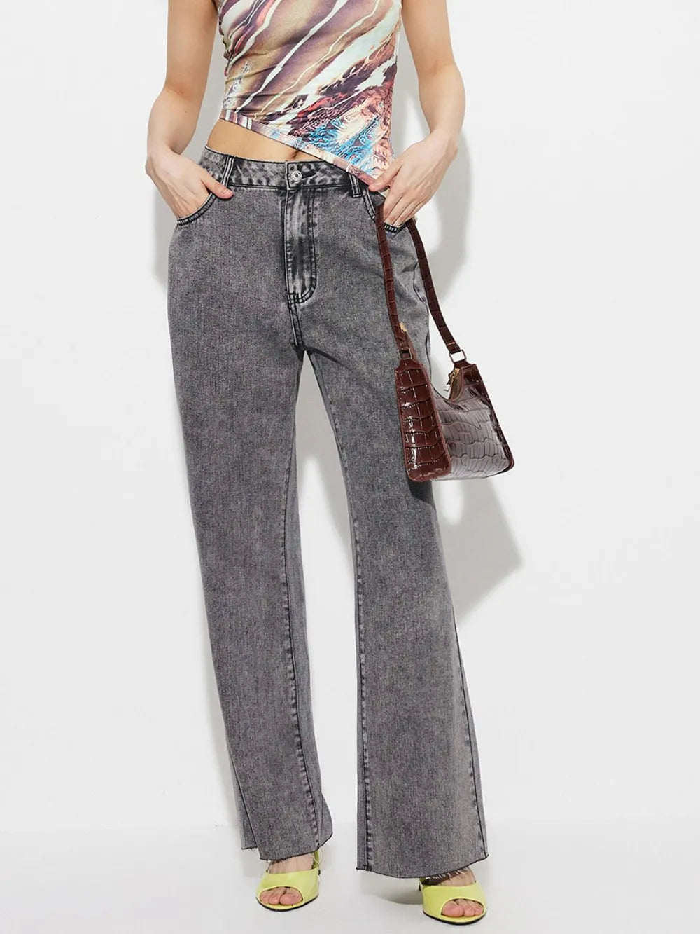 High Waist Bootcut Jeans with Pockets - Korvel