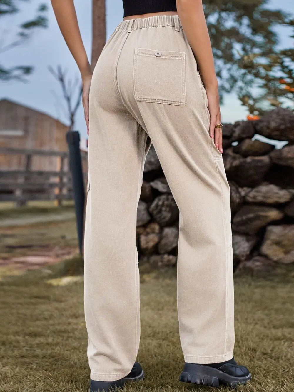 High Waist Cargo Straight Jeans - Korvel