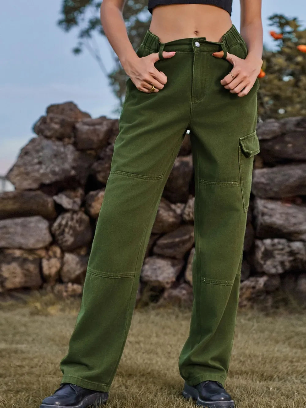 High Waist Cargo Straight Jeans - Korvel