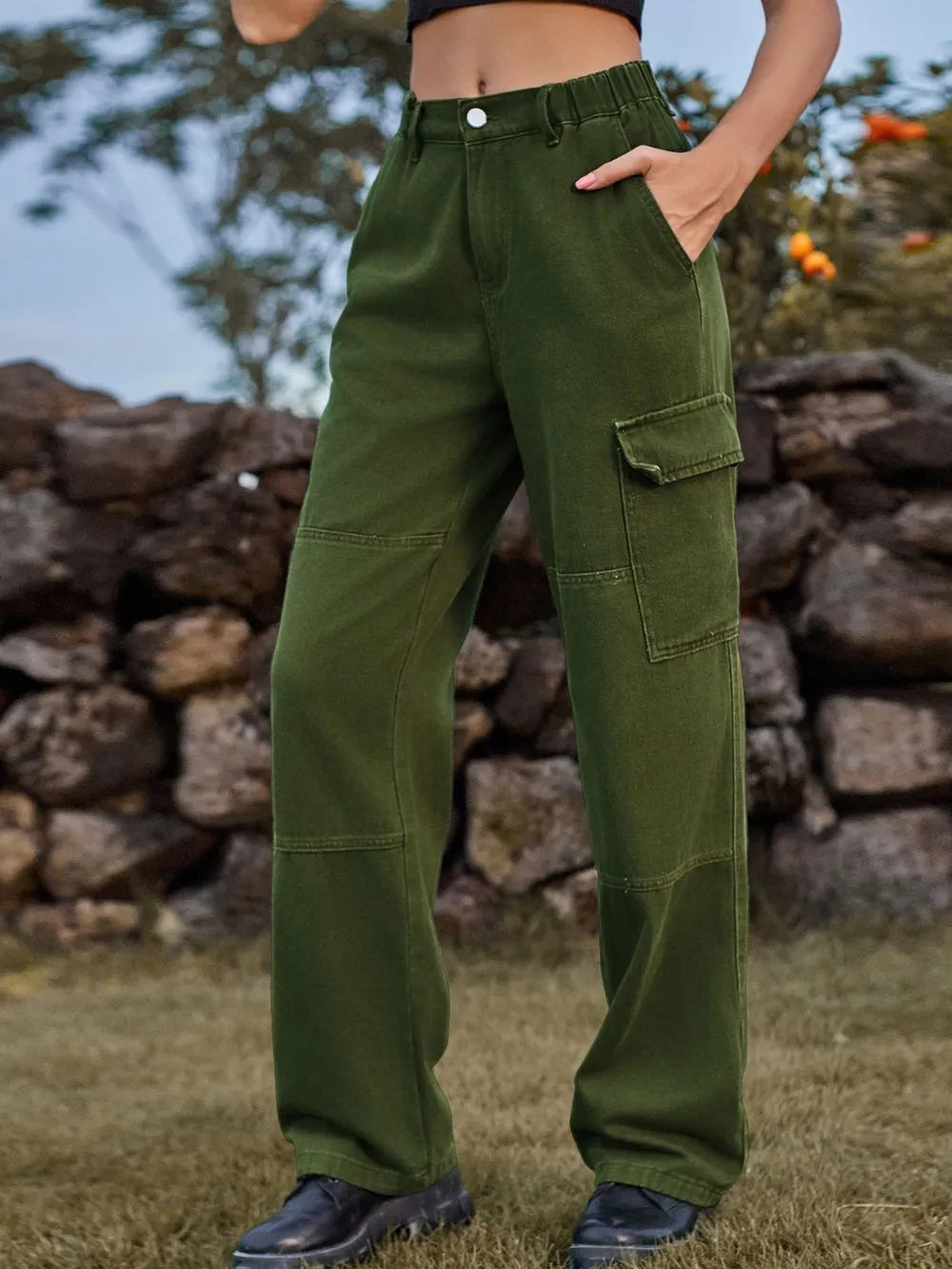 High Waist Cargo Straight Jeans - Korvel