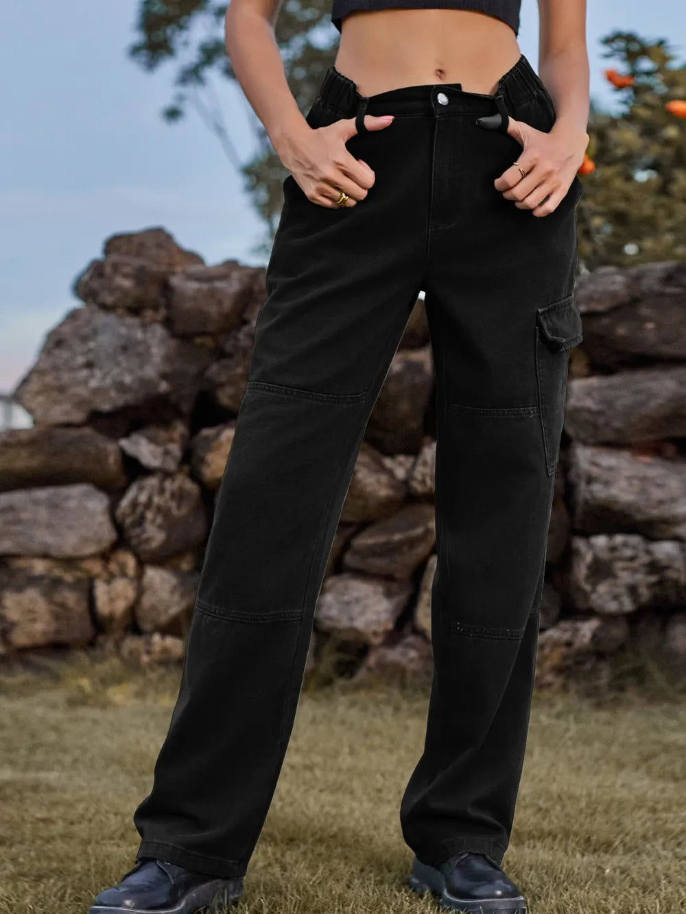 High Waist Cargo Straight Jeans - Korvel