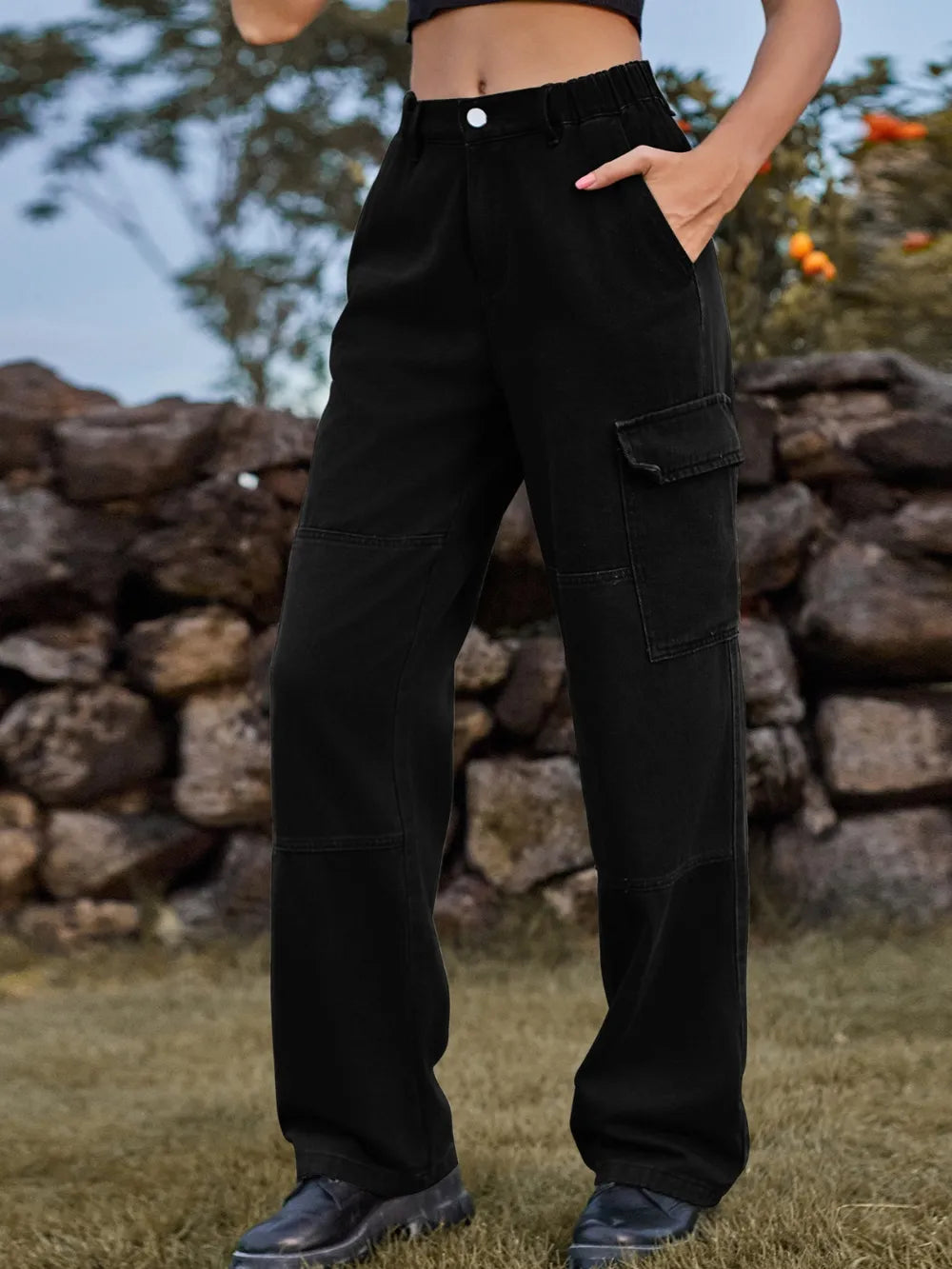High Waist Cargo Straight Jeans - Korvel