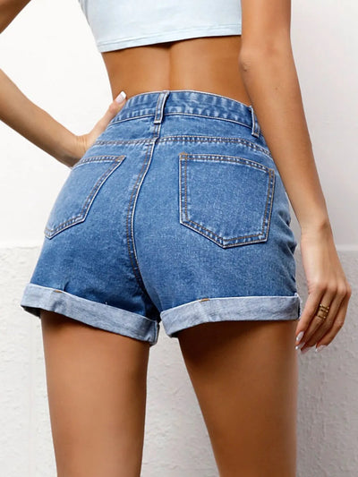 High Waist Denim Shorts - Korvel