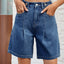 High Waist Denim Shorts with Pockets - Korvel