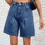 High Waist Denim Shorts with Pockets - Korvel