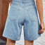 High Waist Denim Shorts with Pockets - Korvel