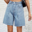 High Waist Denim Shorts with Pockets - Korvel