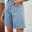 High Waist Denim Shorts with Pockets - Korvel