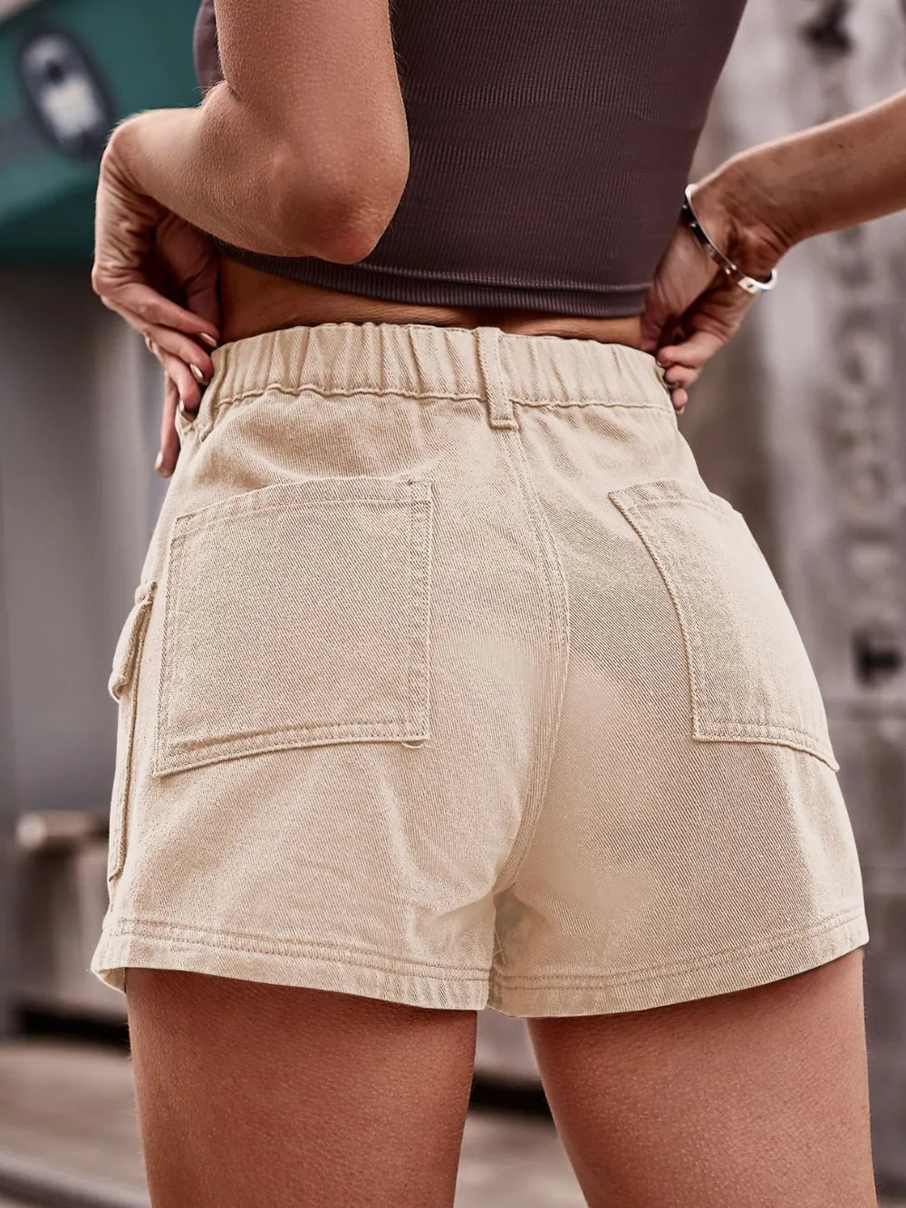 Shorts en denim taille haute premium avec poches