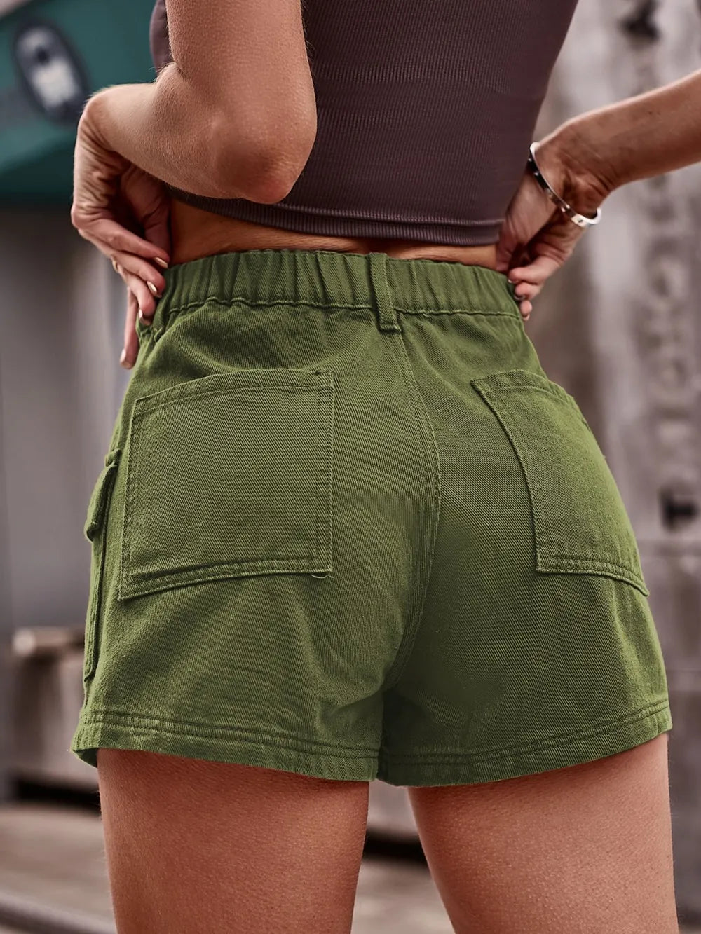 Shorts en denim taille haute premium avec poches