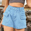 Shorts en denim taille haute premium avec poches