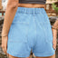 Shorts en denim taille haute premium avec poches