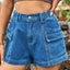 Shorts en denim taille haute premium avec poches