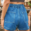 Shorts en denim taille haute premium avec poches
