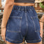 Shorts en denim taille haute premium avec poches