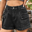 Shorts en denim taille haute premium avec poches