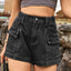 Shorts en denim taille haute premium avec poches