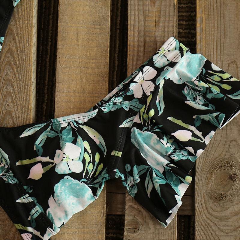 Conjunto de Bikini de Cintura Alta con Volantes para Mujeres